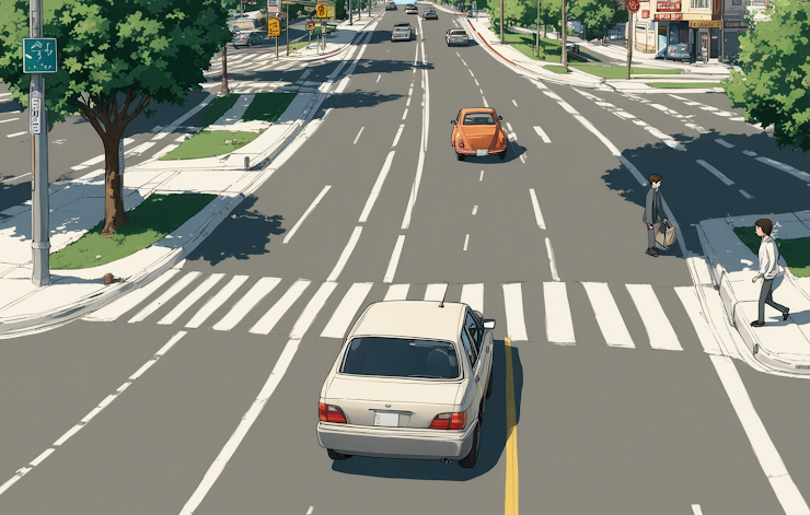 Road crossing scenario